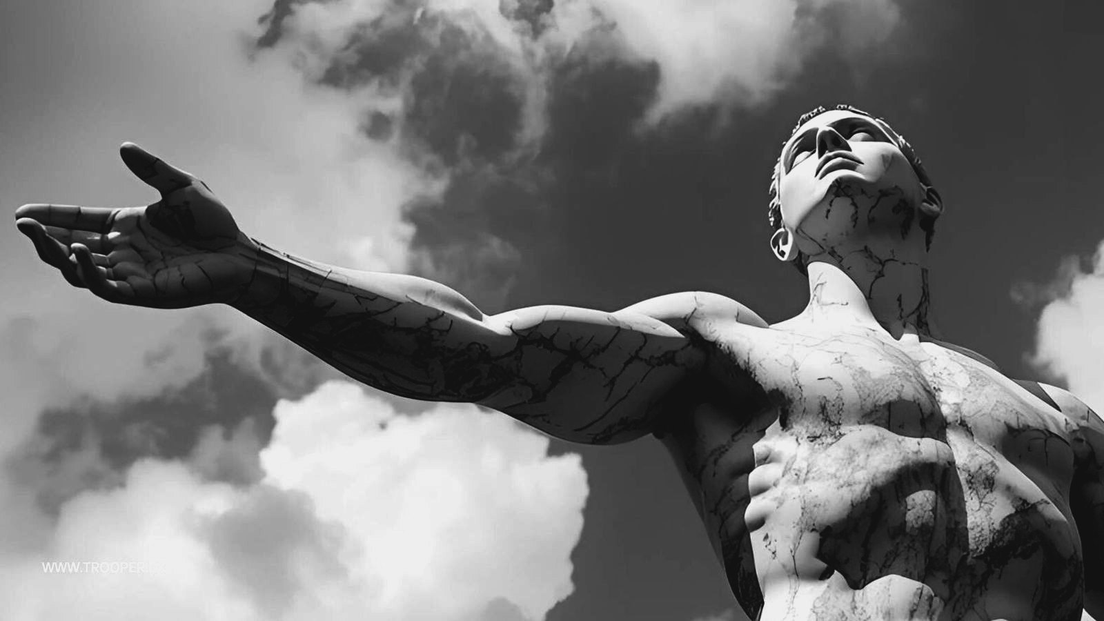 Marmorstatue af Hermes med vingehjelm